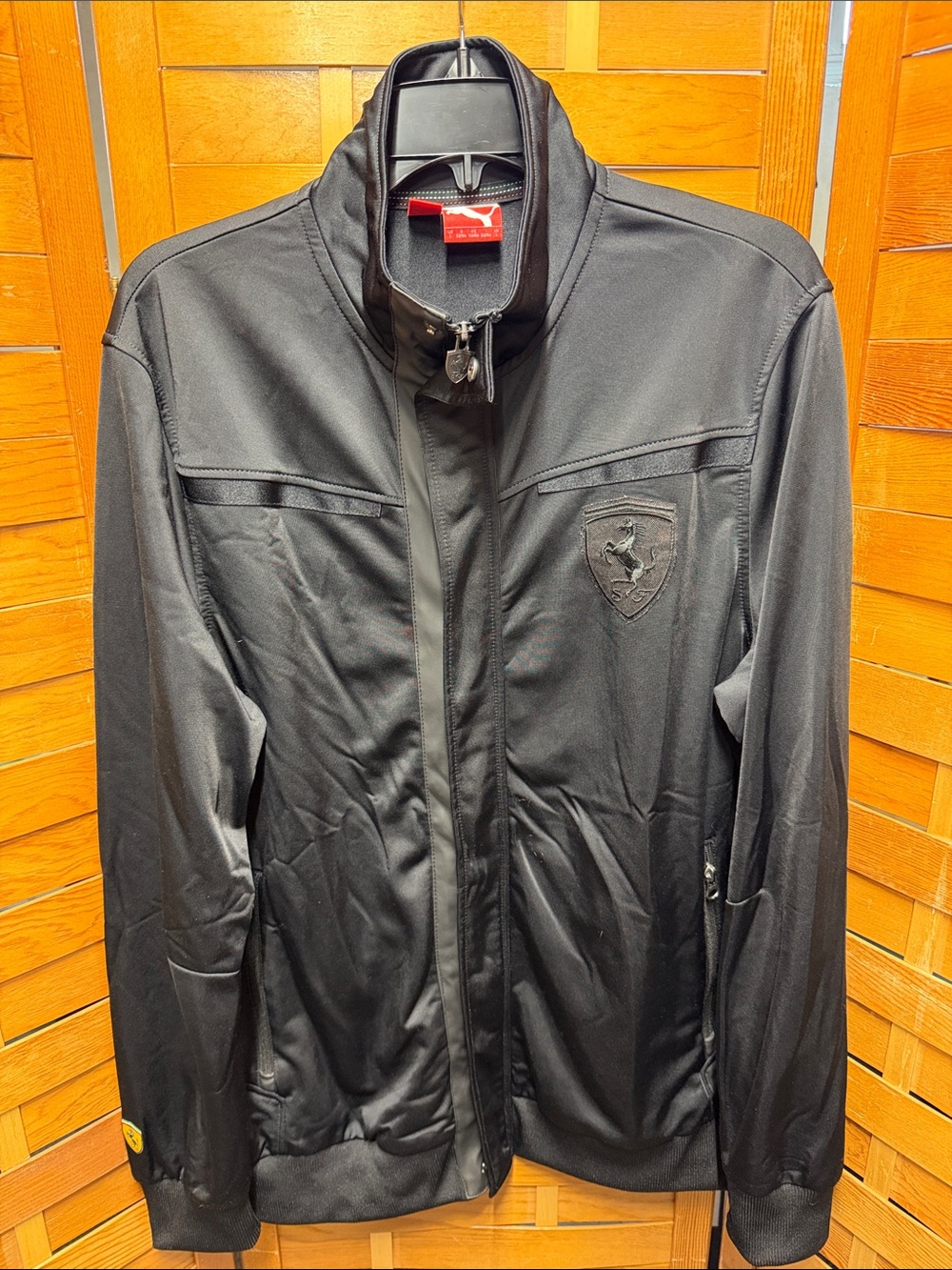 FERRARI X PUMA Black Lightweight Long Sleeve Zip Up Track Jacket Size L